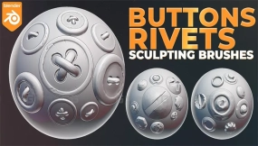 按钮与铆钉雕刻笔刷 Blender Buttons And Rivets Sculpting Brushes