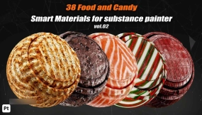 食品材质合集：牛肉、面包、巧克力、糖果