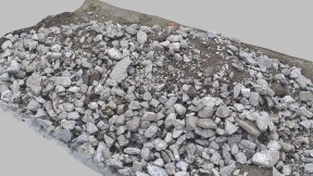 碎路面瓦砾和泥土 Crushed pavement rubble and soil