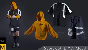 男士运动衣服套装 Sport outfit. Clo3d, Marvelous Designer projects