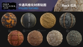 卡通风格化石头岩石悬崖山地面材质贴图 Rock