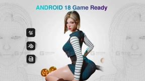 【UE】龙珠18号女性角色游戏模型 Android 18 DBZ - Game Ready 3D model