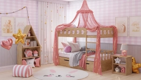 粉色梦幻儿童卧室   Pink Dream Kids Bed Room