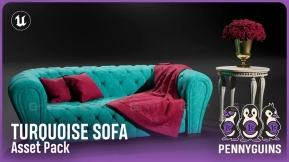 【UE】青绿色沙发 - 资产包  Turquoise Sofa - Asset Pack