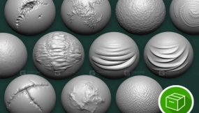 皮肤毛孔疤痕褶皱伤疤烧伤笔刷 ZBrush Double Action Brushes - Creature Skin PACK
