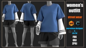 女式休闲衬衫短裤+