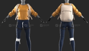 特工女性服装运动书包模型