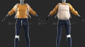 特工女性服装运动书包模型