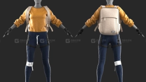 特工女性服装运动书包模型