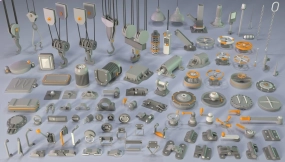 100+工业吊钩把手开关电机门折页阀门锁链组合部件5 Industrial Kitbash 5 - 100 Pieces