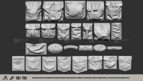 26个衣服裤子口袋笔刷  ZBrush Pocket IMM Brush