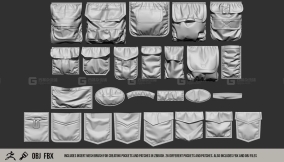 26个衣服裤子口袋笔刷  ZBrush Pocket IMM Brush