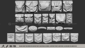26个衣服裤子口袋笔刷  ZBrush Pocket IMM Brush