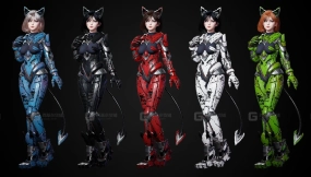 【UE】未来科幻机械女孩角色模型 Cosmo Cat Girl
