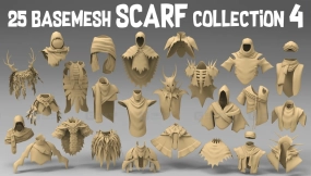 25个披风斗篷围巾面罩基础模型 25 basemesh scarf collection 4
