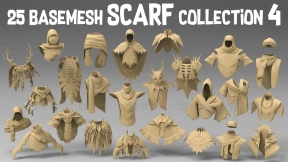 25个披风斗篷围巾面罩基础模型 25 basemesh scarf collection 4
