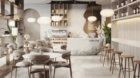 极简主义咖啡店3D场景-Minimalist Coffee Shop 3d Scene
