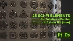 25款机械科幻硬表面贴花材质 25 hard surface decals for substance painter