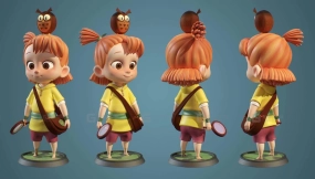 可爱卡通女孩角色模型 Cartoon Character project