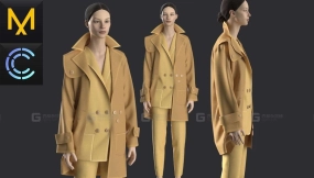 女式风衣大衣外套 New Outfit Female OBJ mtl FBX ZPRJ 3D model
