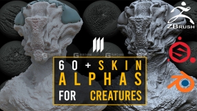 外星生物皮肤贴图笔刷素材 Artstation – 60 Skin Alphas