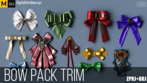 12个领结蝴蝶结胸针装饰 Bow Pack Trim For MD and Clo3d