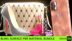 珠宝首饰与鞋履镶钻发光材质合集 Bling Surface PBR material bundle (SBSAR + 4k textures)