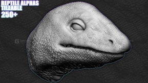 250个款爬行动物皮肤龙蛇蜥蜴鳞片Alpha贴图  250+ Tileable Reptile  Dragon  Snake Skin Alphas for ZBrush (Displacement map) vol.4
