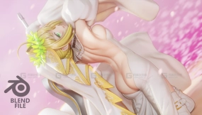 卡通动漫角色女孩人物模型绑定 Claudius  Saber Bride 2 (blend file) 