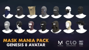 14个人物口罩面具头套帽子模型 MASK MANIA PACK – g8m zprj obj fbx highpoly