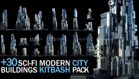 科技感建筑模型大楼3D模型 Artstation – 30 Sci-Fi Modern City Buildings Pack