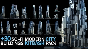 科技感建筑模型大楼3D模型 Artstation – 30 Sci-Fi Modern City Buildings Pack