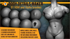 人体细节VDM雕刻笔刷 Body Details Vdm Brushes For Blender