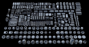 硬表面科幻机械道具零部件模型  Sci-Fi KitBash and Props Pack (Full set)