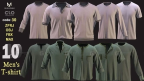 10款男士T恤短袖模型 10 Men's T-shirt (ZPRJ, FBX , OBJ, MTL , MAX , TEXTURES )
