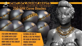zbrush珠宝项链首饰曲线笔刷 Jewelry Chains Maker 250 ZBrush Curve IMM Brushes