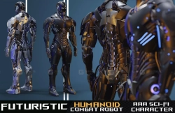 未来人形战斗机器人AAA级科幻角色模型 Futuristic Humanoid Combat Robot AAA Sci-Fi Character Low-poly 3D model