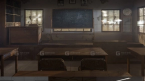 场景-废弃教室内部 - Scene- Abandoned Classroom Interior