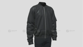 飞行员皮质夹克套装模型 Gathered Sleeve Bomber Jacket Outfit