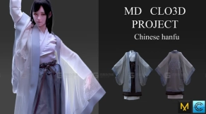 中式汉服古风女装模型