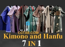 汉服和服3D模型贴图 7 Kimono and Hanfu dress