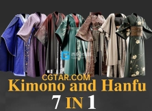 汉服和服3D模型贴图 7 Kimono and Hanfu dress
