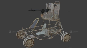 带机枪塔的轨道车 - Railcart Buggy with machine gun tower 3D model-2