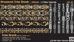 50个装饰花纹教程+笔刷+模型  Ornament Trim Brush and 3D Models + 6 Video Tutorials - VOL 02  73