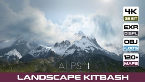 8组自然雪山地形模型第一套 Artstation – 8 LANDSCAPE KITBASH PACK – Alpine Mountains Vol.1