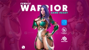 阿祖拉卡通少女人物角色模型 Azura – Female Knight Warrior – Game Ready UE4 Low-poly 3D model