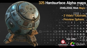 SP ZBrush 325 硬表面高度Alpha + 教程 VOL.1  SP ZBrush 325 Hardsurface Height Alpha + Tutorials Vol.1