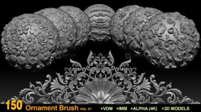 150个欧式装饰笔刷和模型 150 Ornament Brushes and Alphas+3 D Models