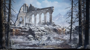 【UE】模块化哥特式神庙（中世纪冬季雪景）  Modular Gothic Temple (medieval winter snow)