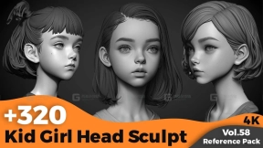 女童头部雕刻参考合集 +320 Kid Girl Head Sculpt Reference(4k)